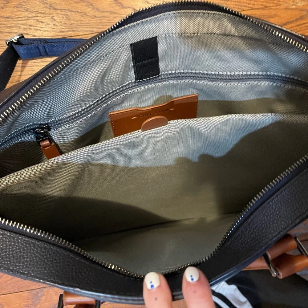 Cole Haan Navy and Tan Laptop Bag